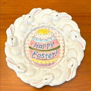 🐰🌷FITZ & FLOYD CERAMIC DECORATIVE EASTER PLATE - 8 Inch Diameter